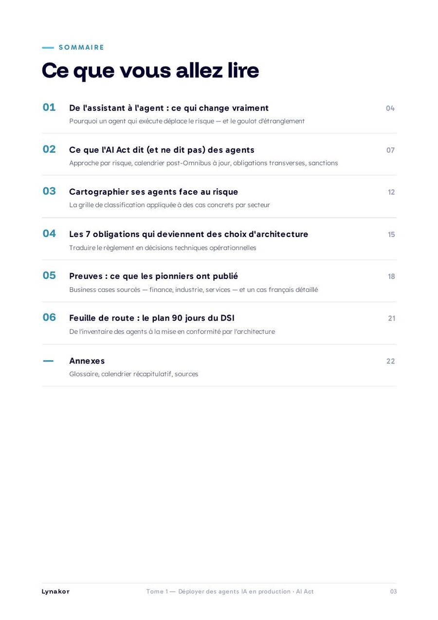 Aperçu 2 du livre blanc Tome 1 — Déployer des agents IA en production sans enfreindre l’AI Act