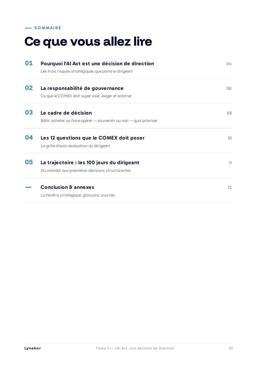 Aperçu 2 du livre blanc Tome 3 — L’AI Act, une décision de direction